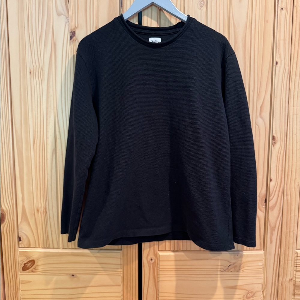 Zara Black Textured Knit Top